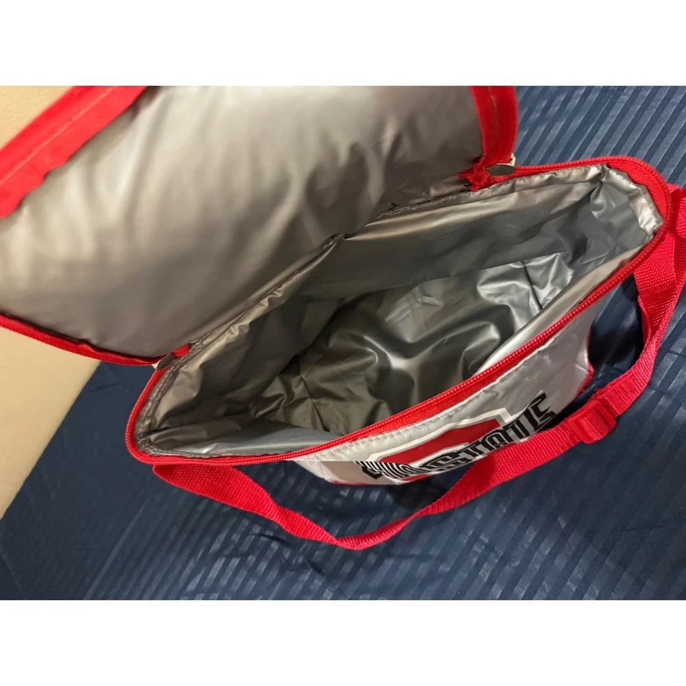 Ohio State Buckeyes Insulated Lunch Bag Cooler Silver Red Adjustable Strap